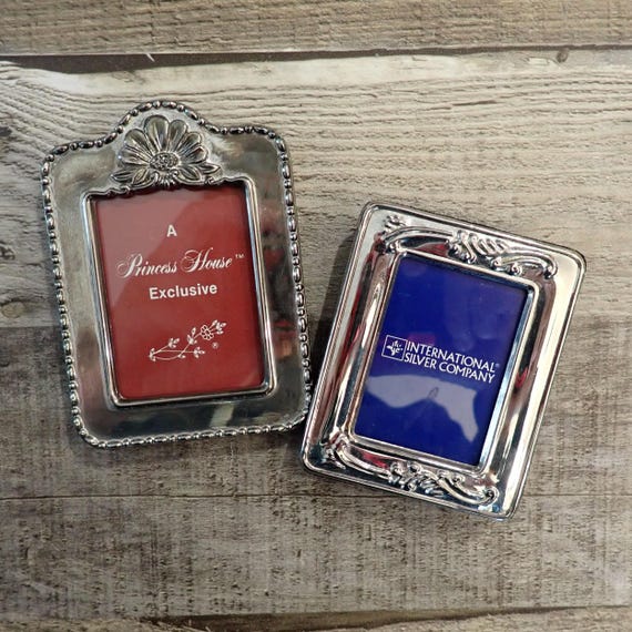 Vintage 2x3 Silver Metal Photo Picture Frame Set of 2 Frames with 2" x 3"