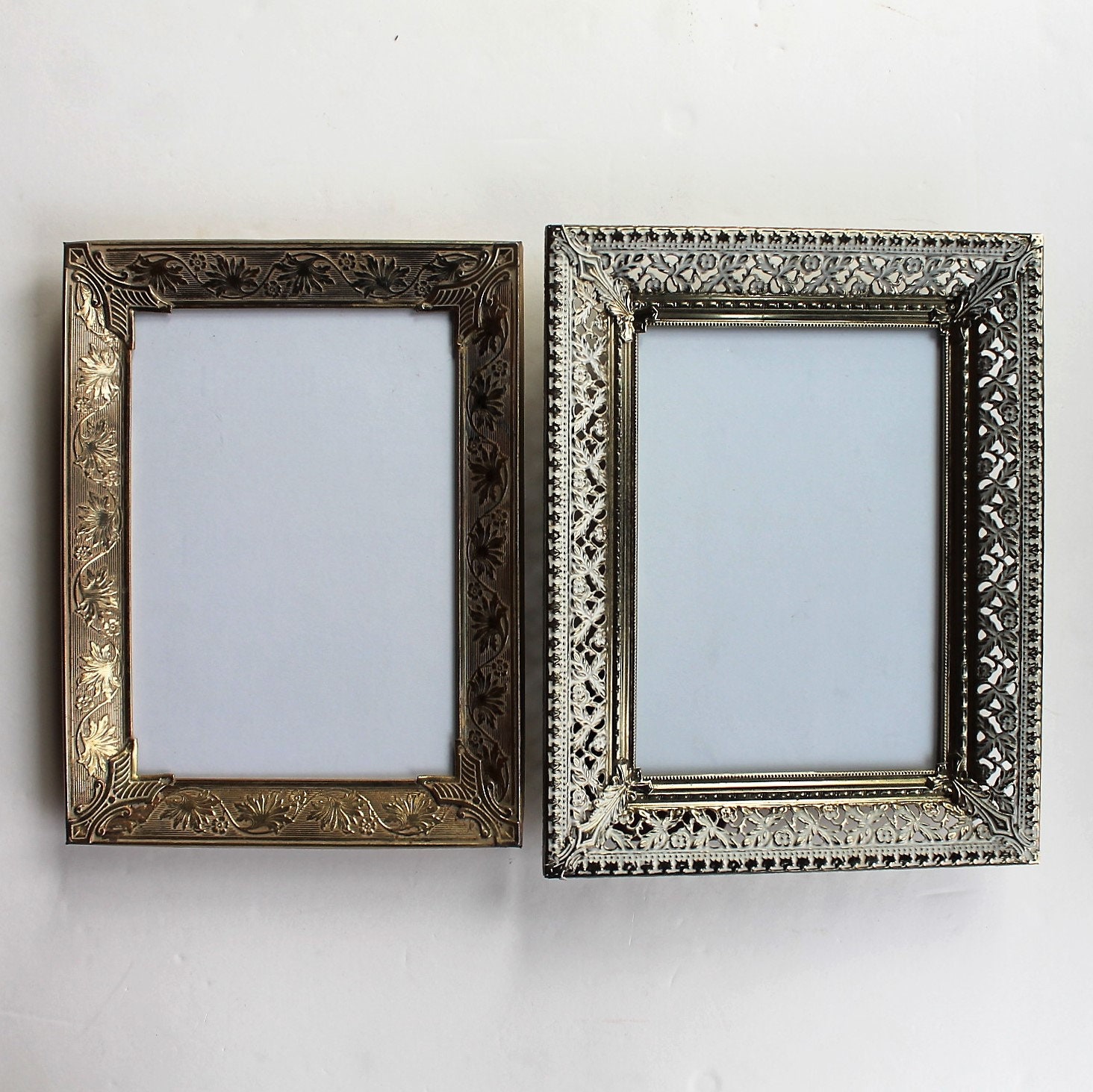 Vintage 5x7 Gold Metal Brass Colored Photo Picture Frame Set of 2 ...