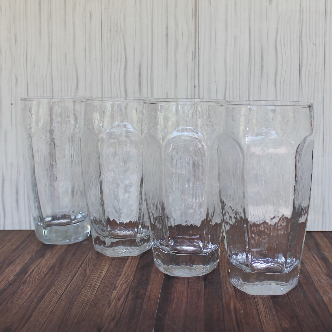 Vintage Libbey CHIVALRY Clear 6 Cooler Tumbler Glasses Set of 4 Flat