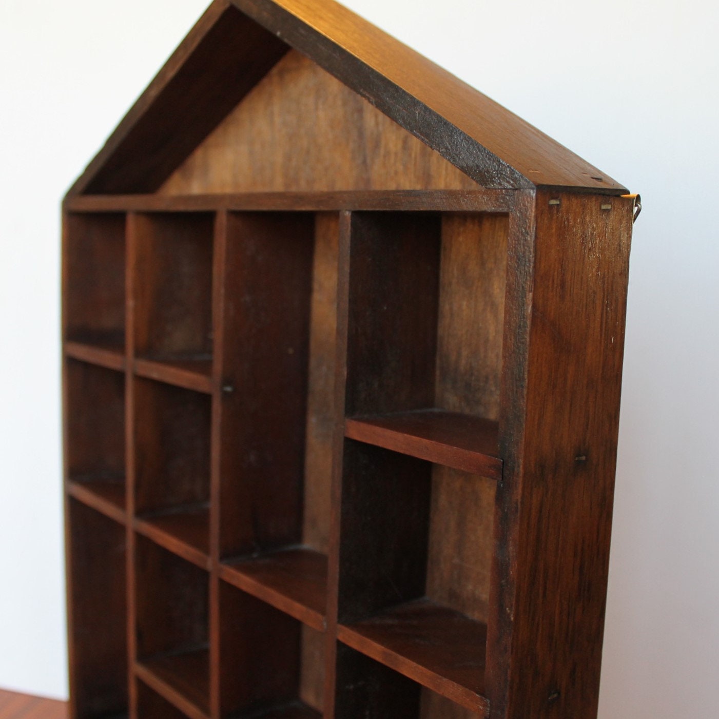 Vintage Wood House Shape Display Shelf for Small Miniatures Trinkets ...