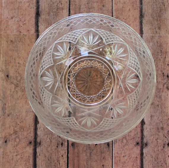 Vintage Cristal D'Arques-Durand Antique Clear Salad Cereal Bowl Set of 6 Bowls Floral Flower Lattice Design Luminarc Made in USA