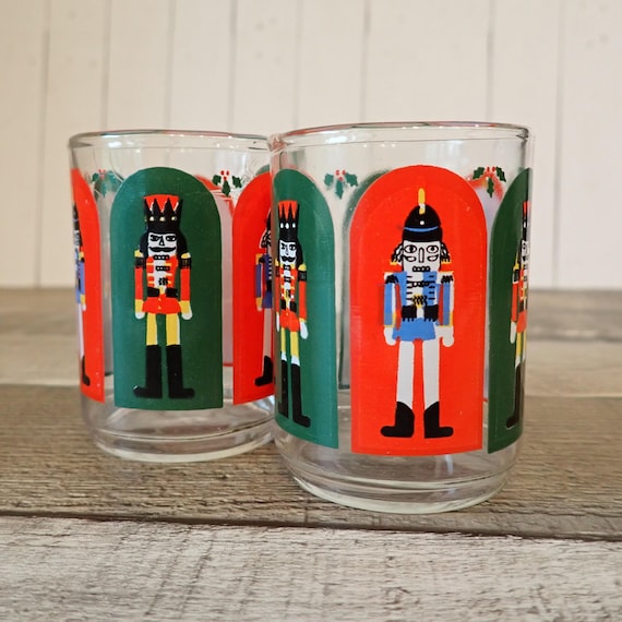 Vintage Christmas Nutcracker Glass Votive Tealight Candle Holder