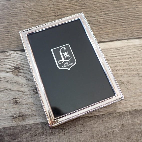 Vintage Lunt Sterling Silver 2x3 Metal Photo Picture Frame 2" x 3" with Smooth Beaded Edge Made in Spain