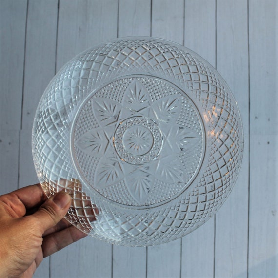 Vintage Cristal D'Arques-Durand Antique Clear 8" Luncheon Salad Plate Set of 5 Plates Floral Flower Lattice Design Made in USA Luminarc