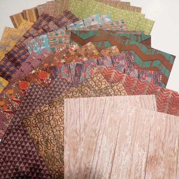 Wood Grain Scrapbook Paper 12x12 Set of 47 Sheets 12" x 12" 28 Different Patterns Rustic Farmhouse Scrapbook Paper