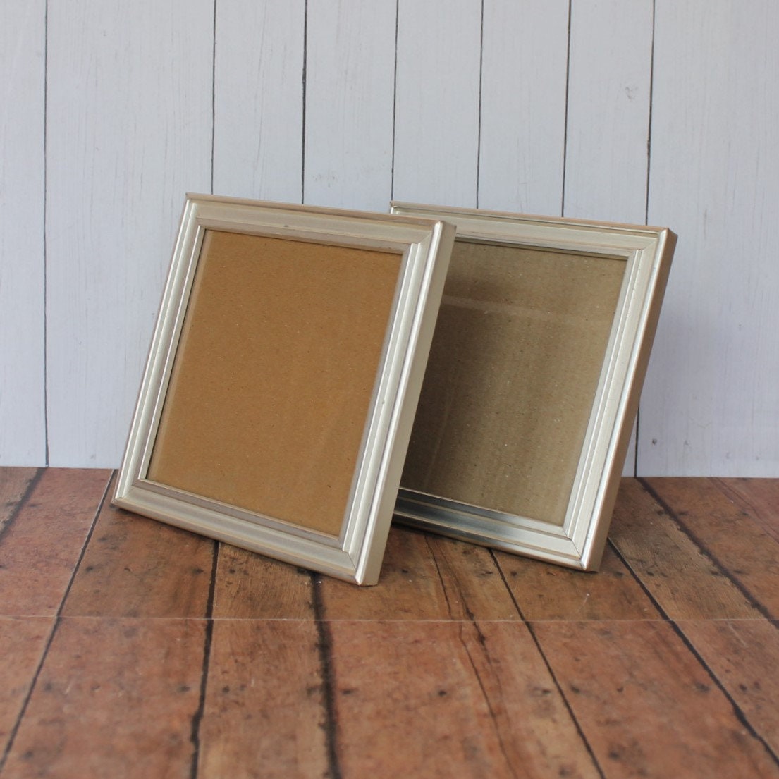 Vintage 5x5 Metal Silver Photo Picture Frame Set of 2 Frames Smooth