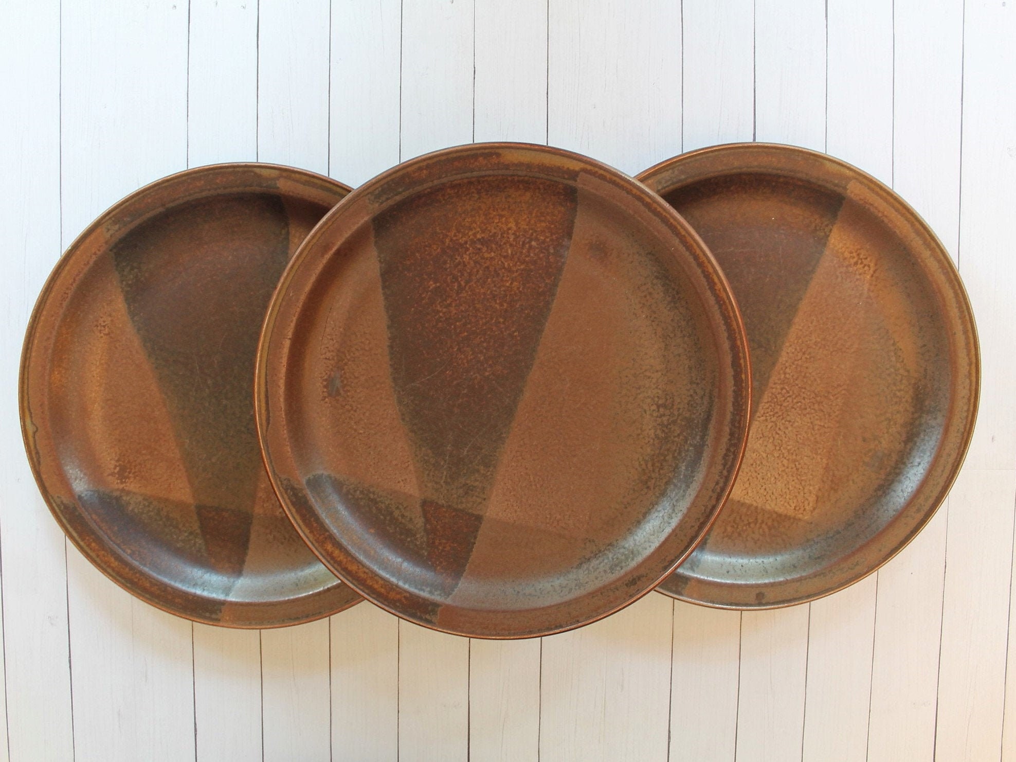 Vintage Iron Mountain Stoneware ROAN 11 Dinner Plate Set of 6 Brown Modern Pottery Plate Nancy