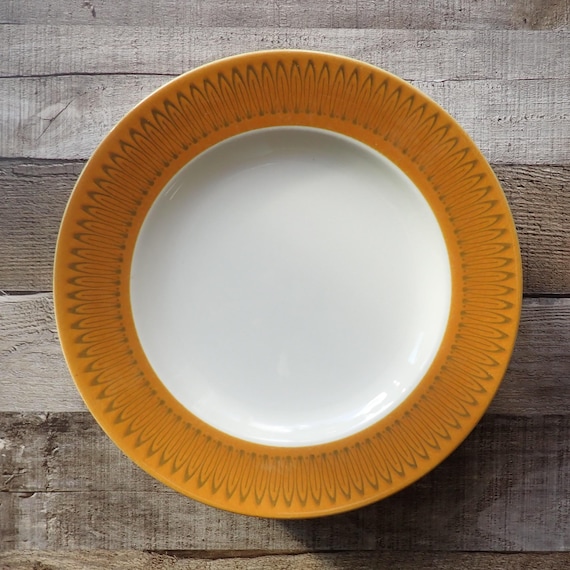 Vintage Homer Laughlin MOROCCO Dinner Plate Set of 5 White with Gold Border Leaf Design Mid Century Modern