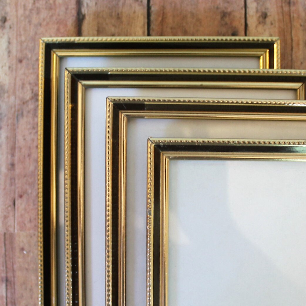 Vintage 5x7 Metal Gold Brass Colored Photo Picture Frame Set of 4 ...