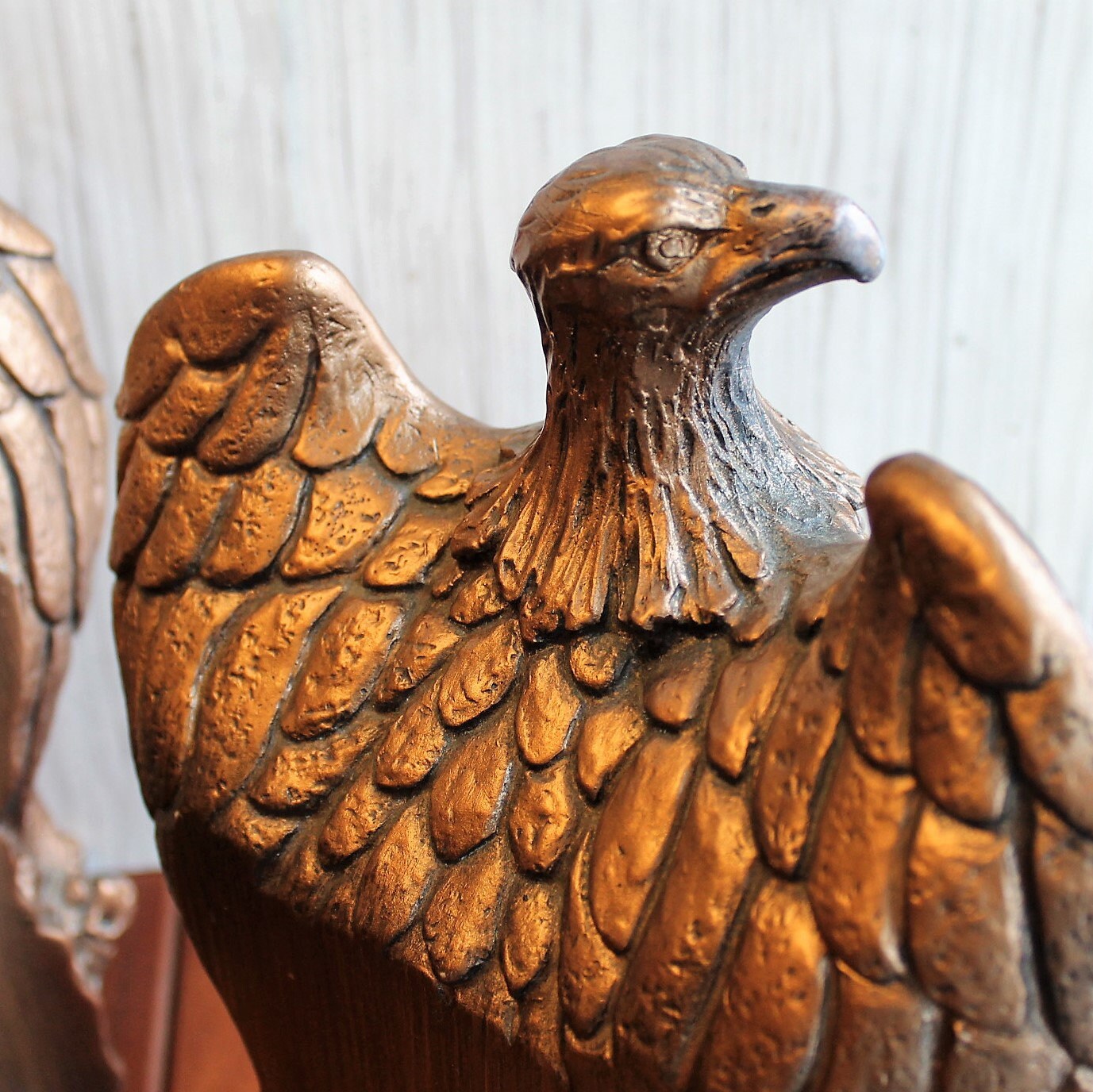 Vintage Universal Statuary Corp Chalkware Copper Bronze Eagle Bookends