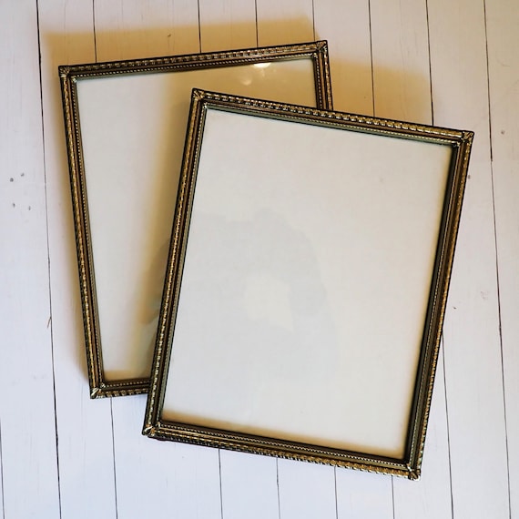 Vintage 8x10 Brass Gold Photo Picture Frame Set of 2 Matching Frames with Smooth Design Pair of Frames
