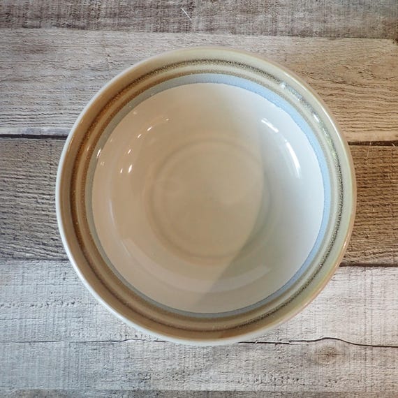 Vintage Noritake Stoneware PAINTED DESERT Cereal Bowl Set of 3 Cream Stoneware with Gray Faded Banded Design