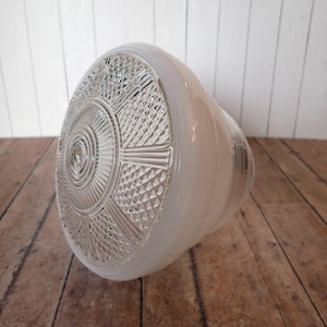 Vintage Glass Light Shade Clear and White Celling Bell Shaped Single Bulb Shade