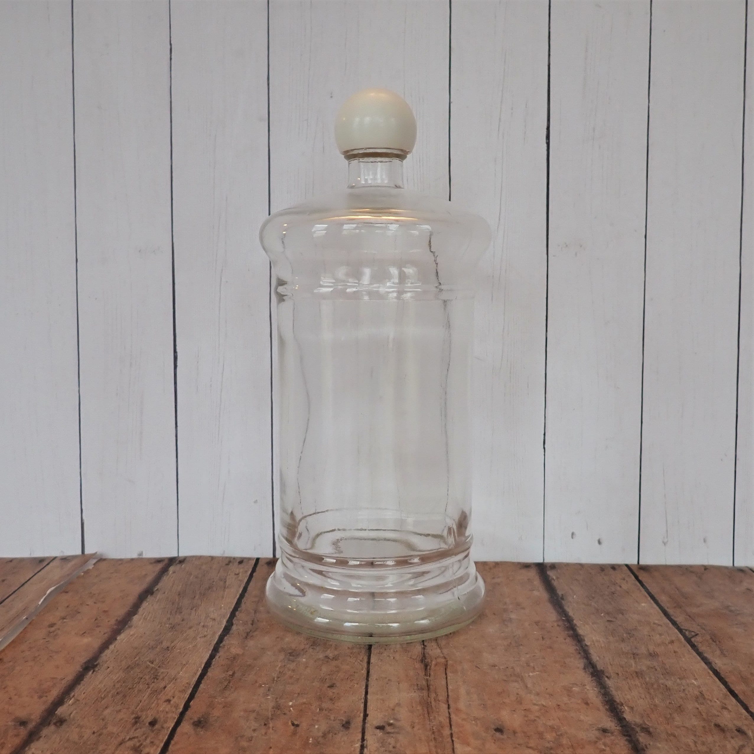 Vintage Clear Glass Lavoris Bottle Apothecary Style Bottle with White