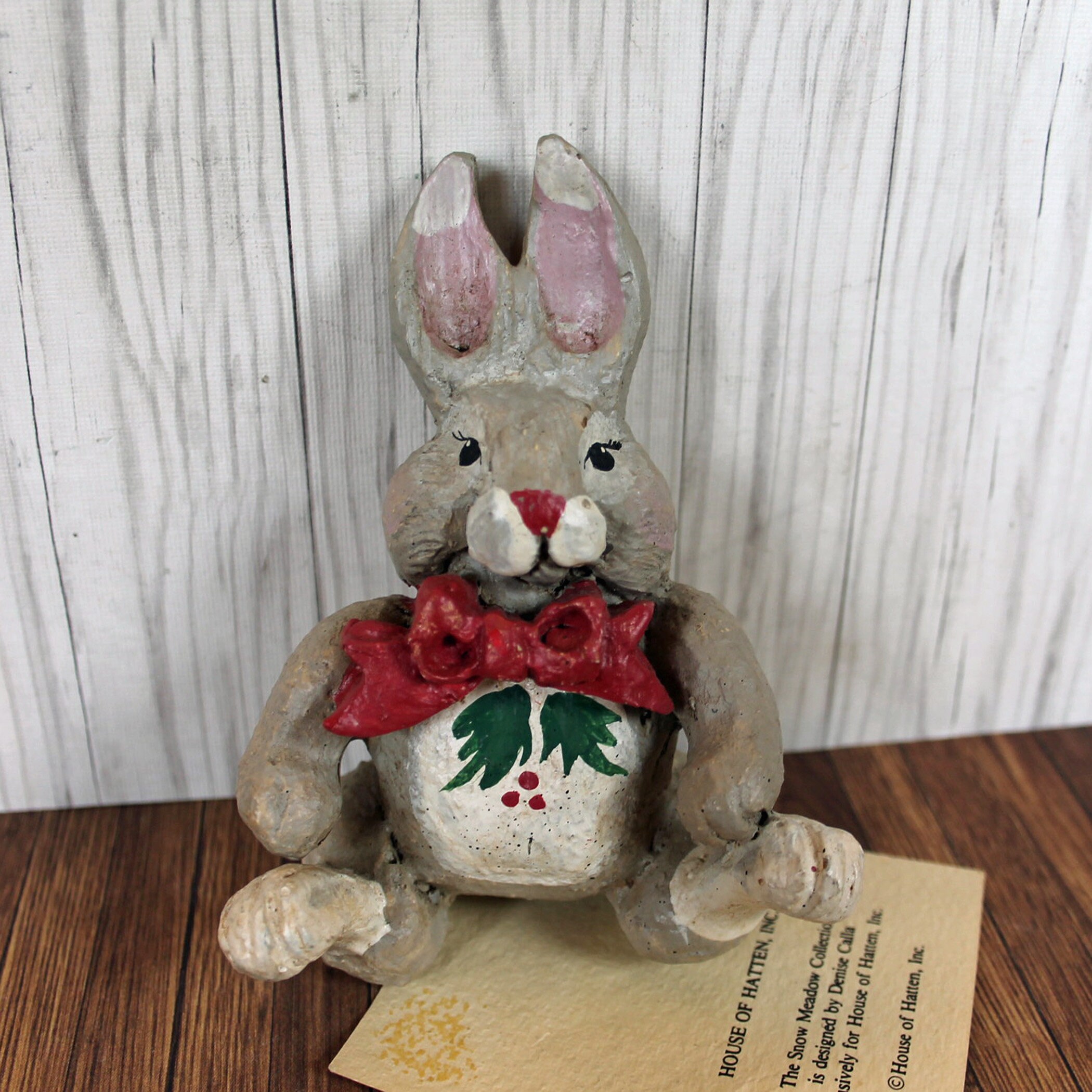 Vintage House of Hatten Bunny Rabbit Figurine Ornament Snow Meadow