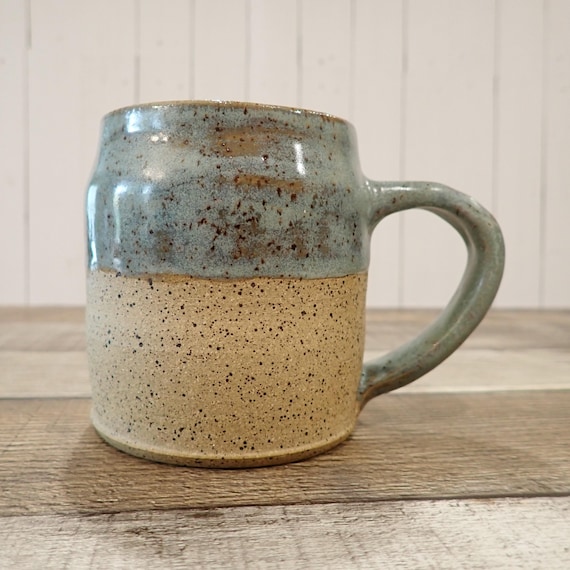 Vintage Andersen Designs Pottery Mug Blue and Tan Stoneware Mug Coffee Cup Tom Andersen