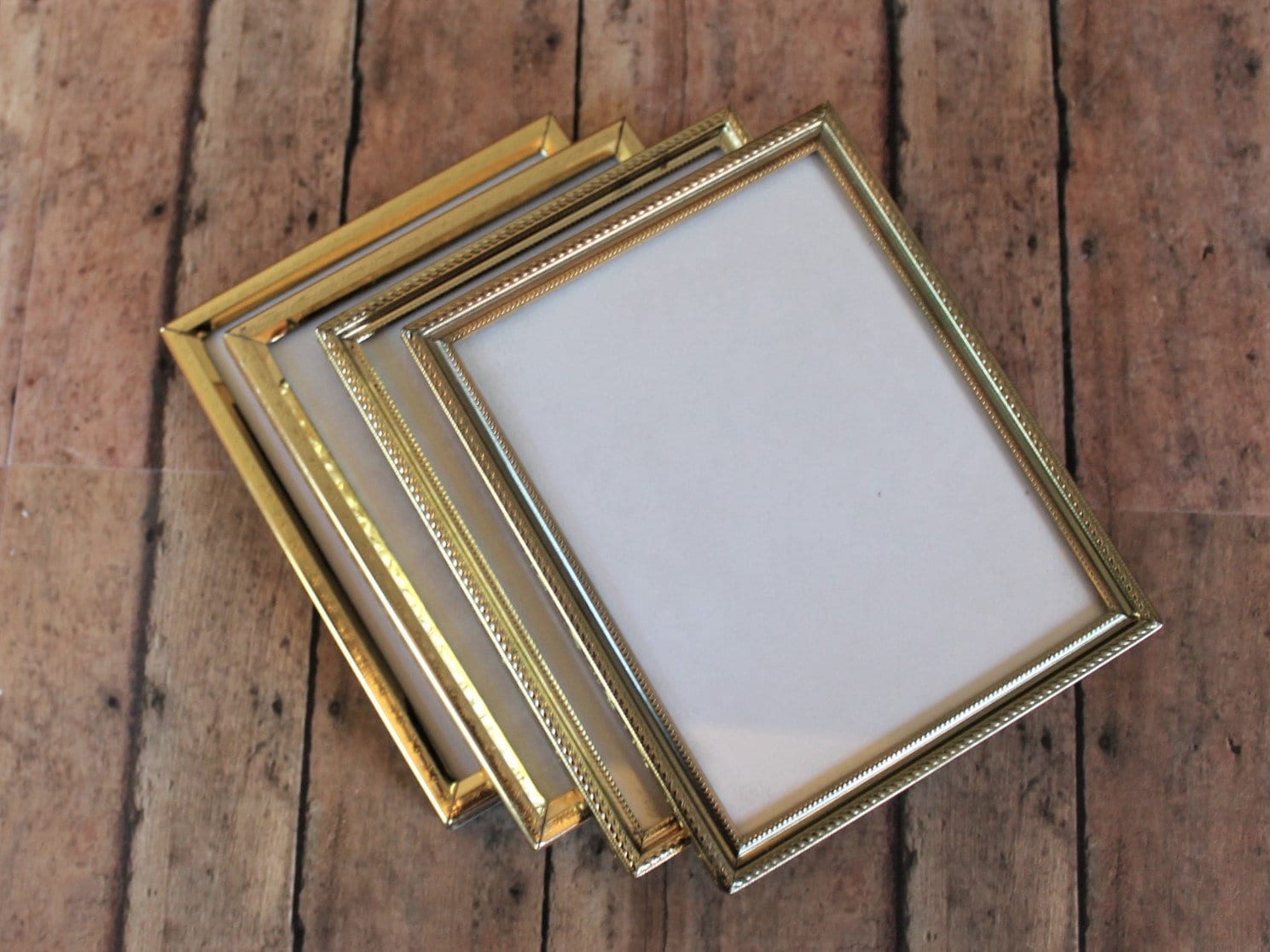 Vintage 4x5 Metal Gold Brass Colored Photo Picture Frame Set of 4