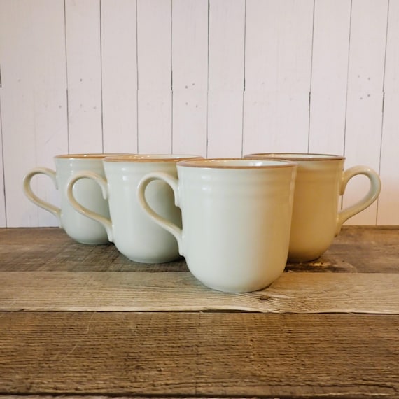 Vintage Noritake MADERA IVORY Mug Coffee Cup Set of 4 Cream Tan Modern Stoneware