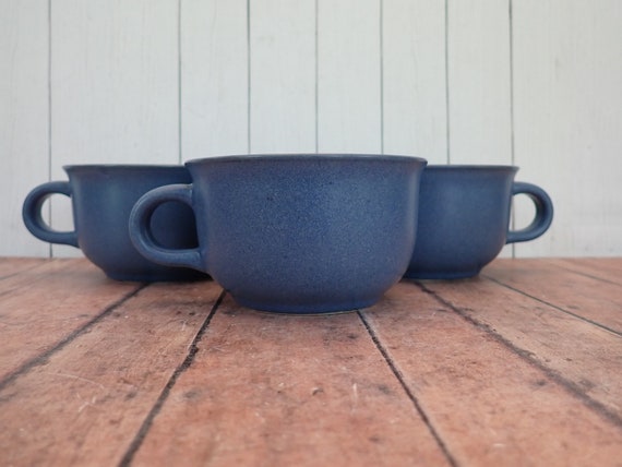 Vintage Dansk MESA SKY BLUE Flat Cups Set of 3 Ceramic Stoneware Made in Japan