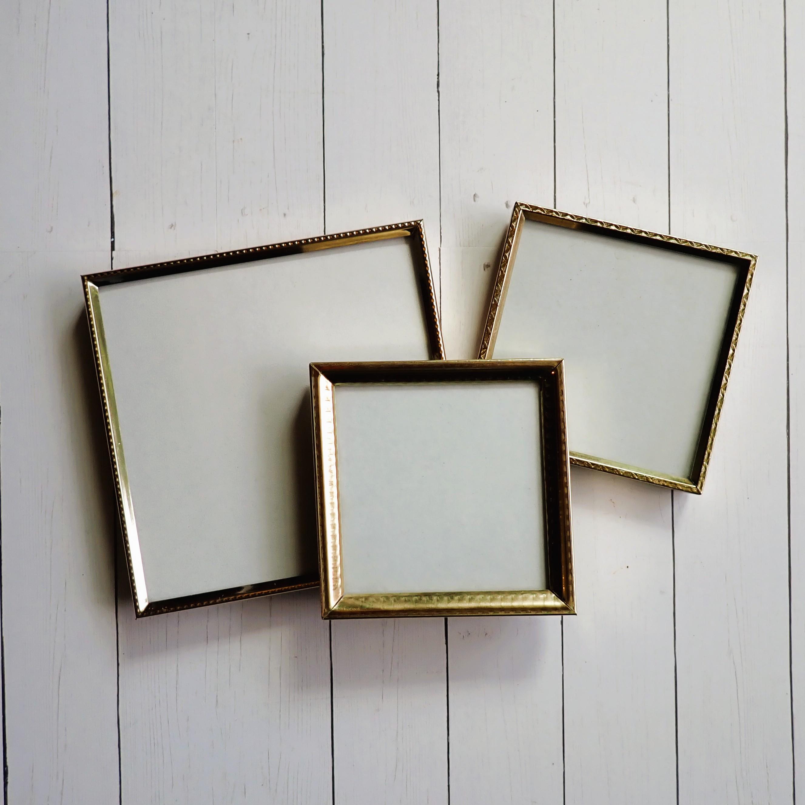 Vintage 3x3 and 5x5 Metal Gold Brass Colored Square Photo Picture