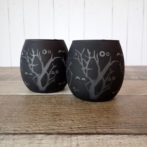 PartyLite Eerie Eyes Votive or Tealight Candle Holder Set of 2 with Boxes Halloween Votives