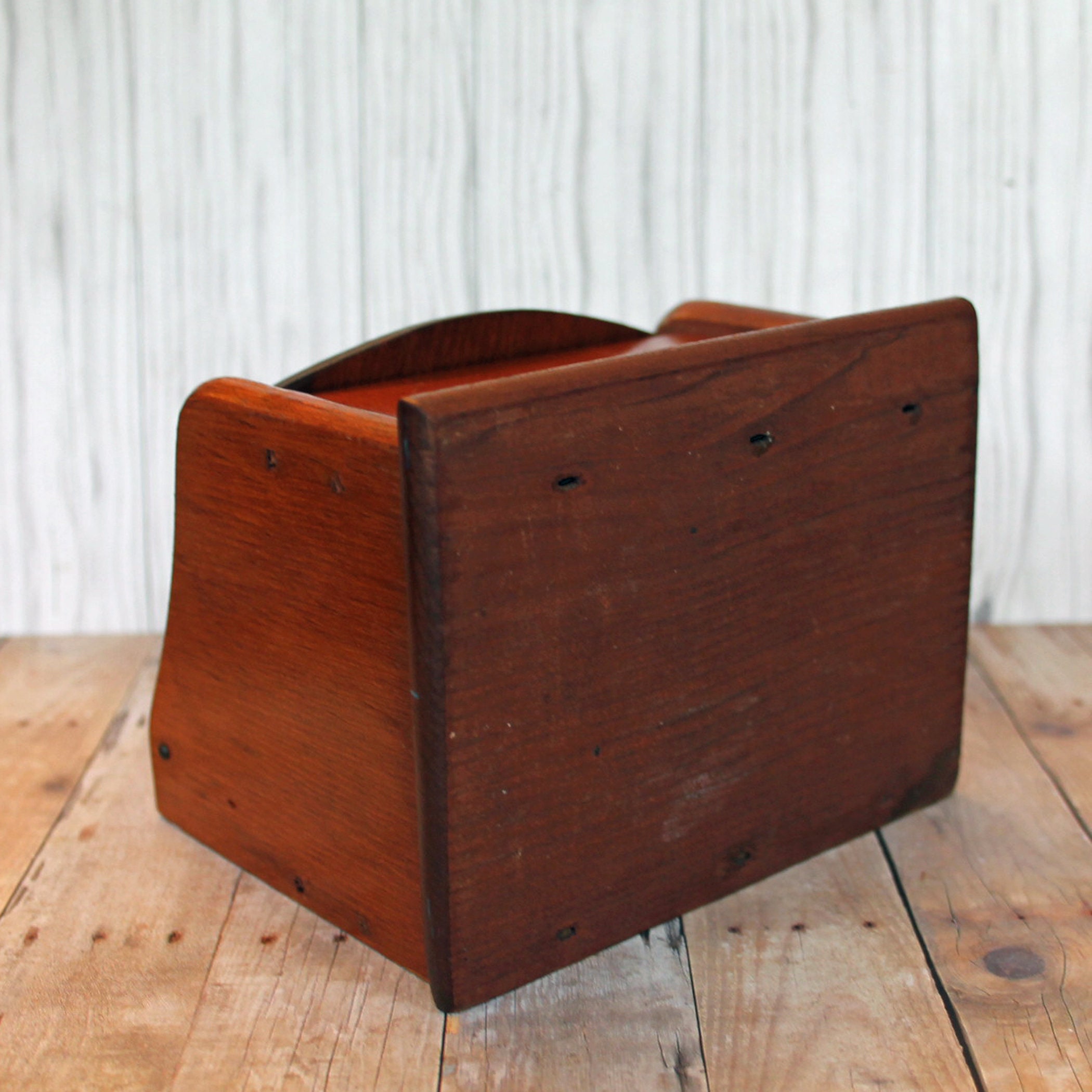 Vintage Wooden Salt Box Kitchen Storage Box Primitive Wood Wall Hanging