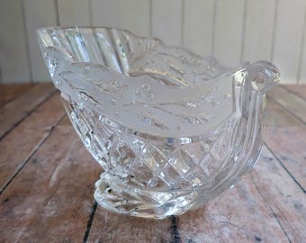 Vintage Waterford Crystal Marquis Clear Glass Small Sleigh Candy Dish Christmas Winter Holiday Bowl