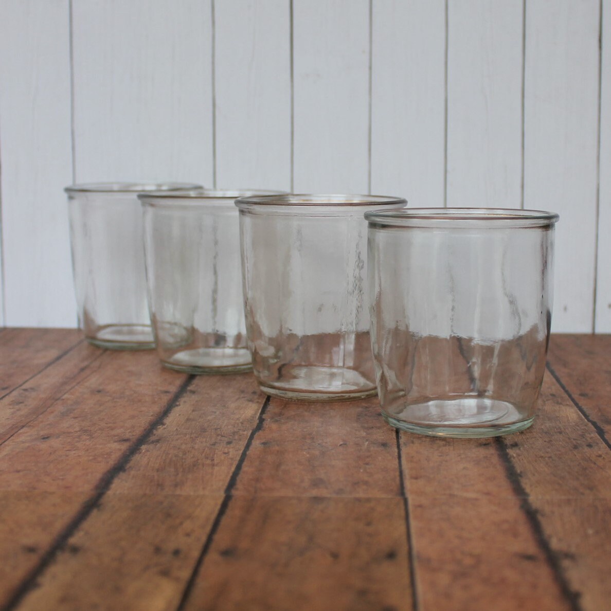 Vintage Jelly Jar Juice Glasses 8 oz. Tumblers Set of 4 Clear Drinking