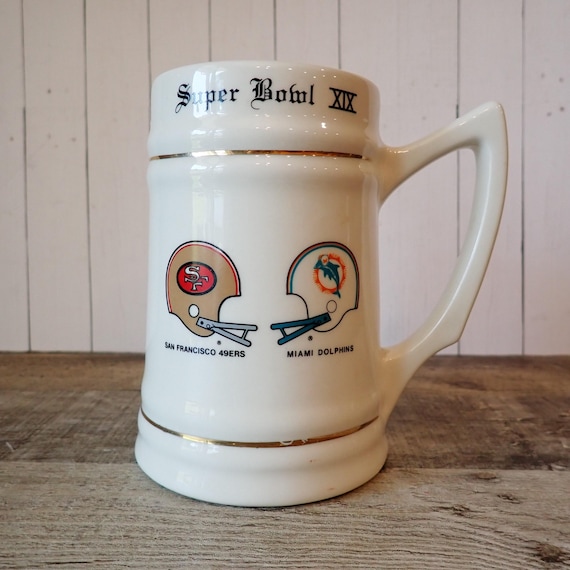 Vintage 1984 Super Bowl XIX Stein Mug 49ers Versus Dolphins