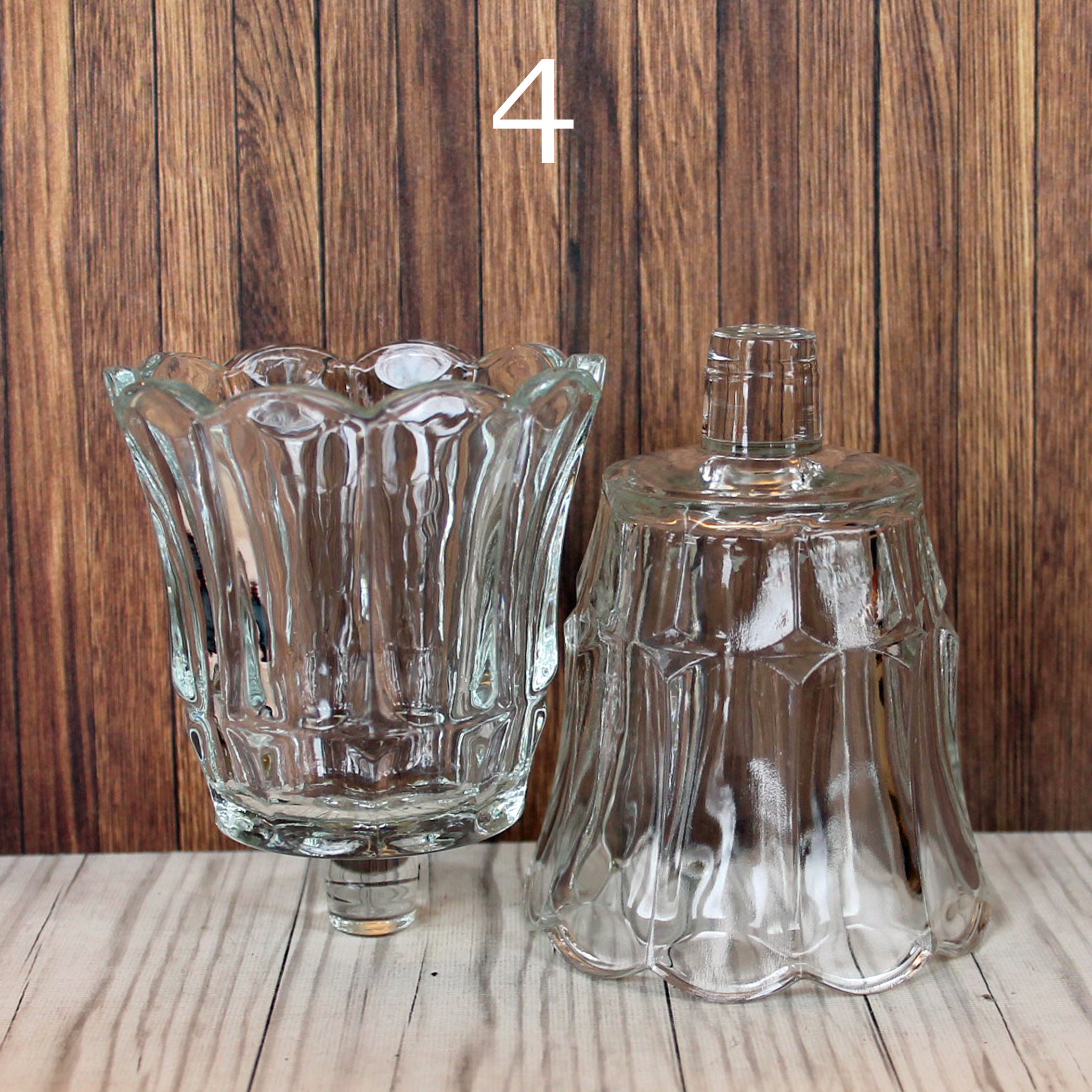 Vintage Clear Glass Votive Cups PAIRS YOU CHOOSE Patterned Votive Candle Holders with Peg