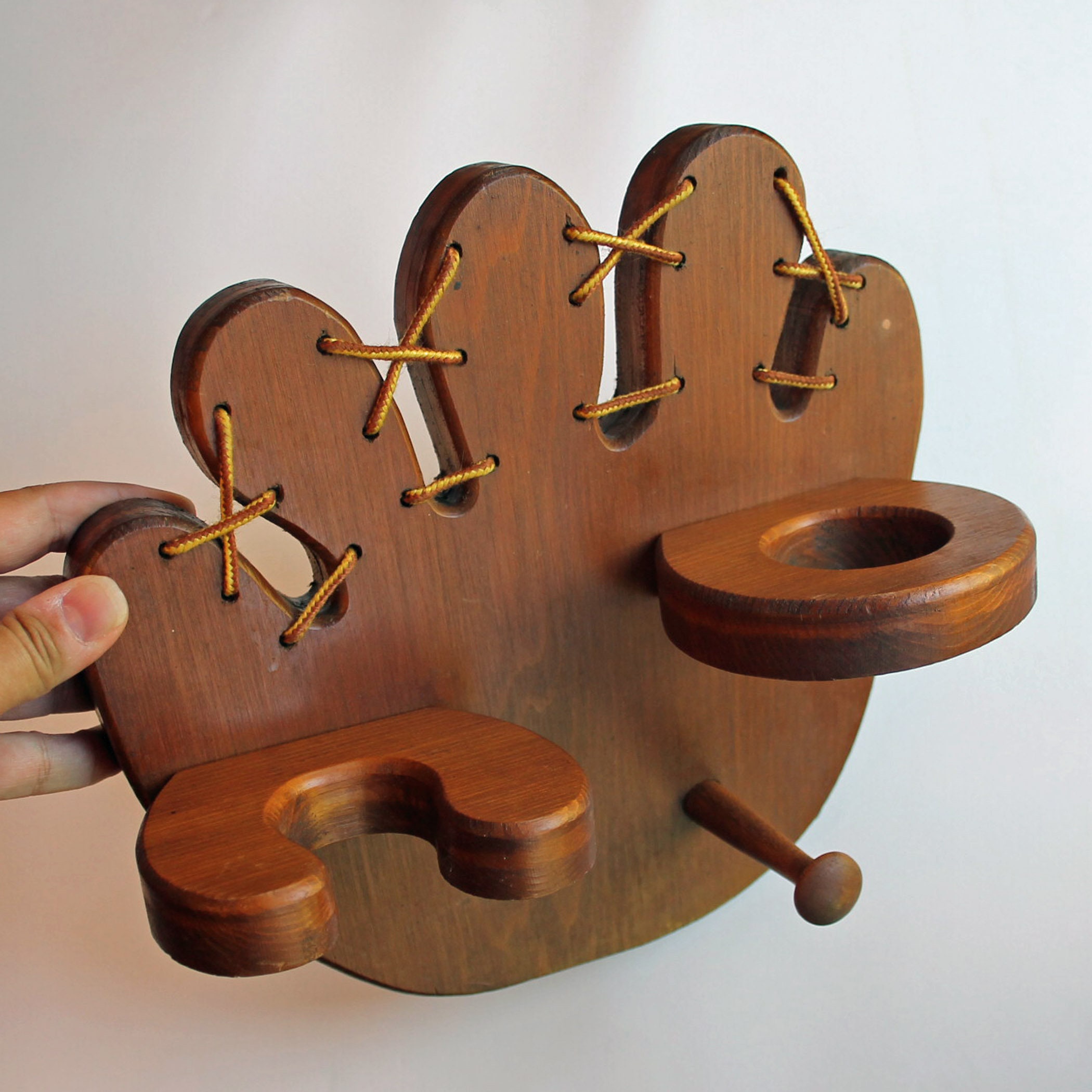 Vintage Wood Baseball Shelf Handmade Wooden Baseball Glove Display Rack