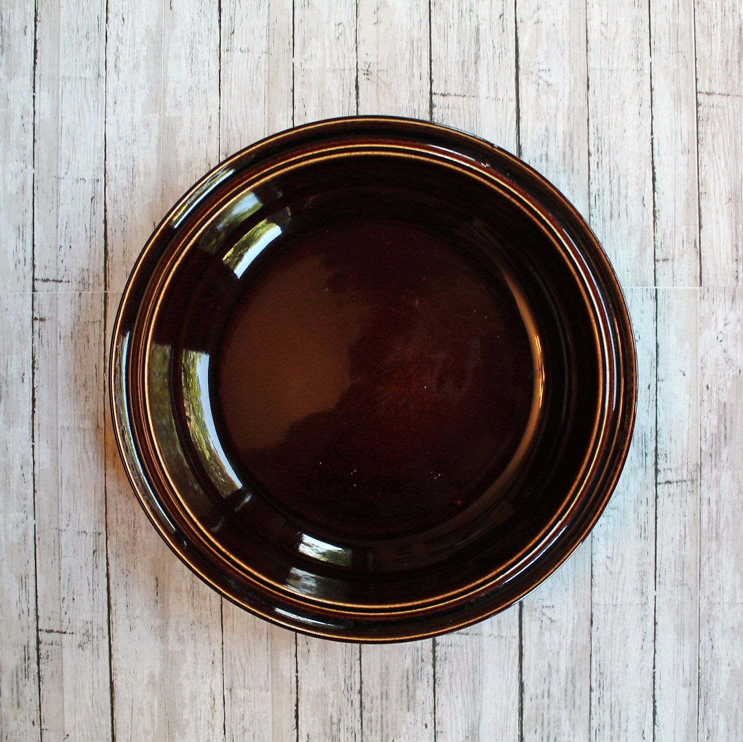 Vintage Red Wing VILLAGE GREEN Brown Stoneware Pie Serving Plate