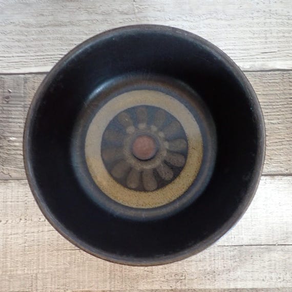 Vintage Denby Langley SAMARKAND Cereal Bowl Set of 3 Brown Gold Rustic Stoneware Floral Leaf Medallion Design Made in England