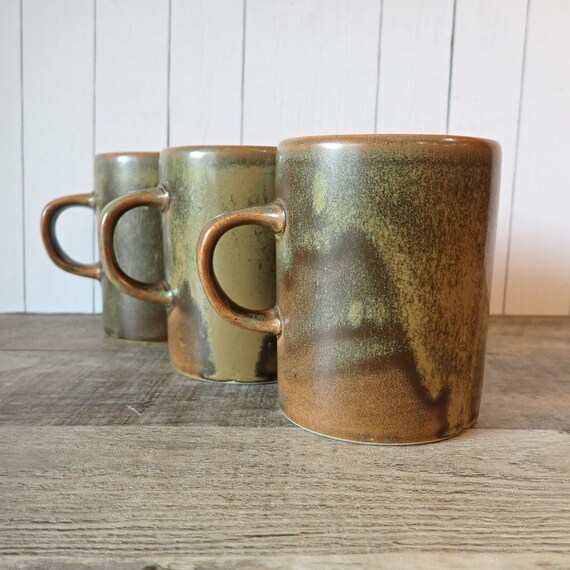 Vintage Temuka Pottery Mug Set of 3 Brown Mugs Made in New Zealand