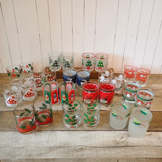 Vintage Christmas Votive or Tealight Glass Candle Holder Choice Set of 2 You Choose Pattern Holiday Candle Holders Pairs