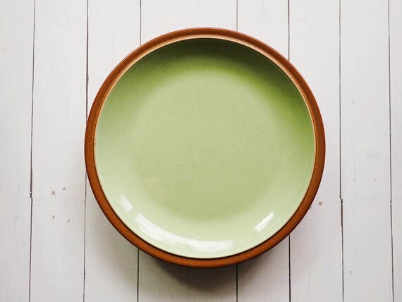 Vintage Denby JUICE Green Apple Stoneware Bread and Butter Plate Set of 2 Plates Made in England