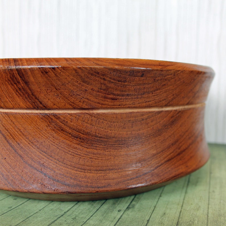 Vintage Wooden Salad Bowl Serving Set with Large Bowl 4 Individual Bowls and 2 Spoons Teak Wood Thailand Modern Style