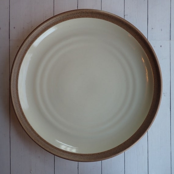 Vintage Noritake MADERA IVORY 10" Dinner Plate Set of 2 Plates Tan and White 1990s Modern Stoneware