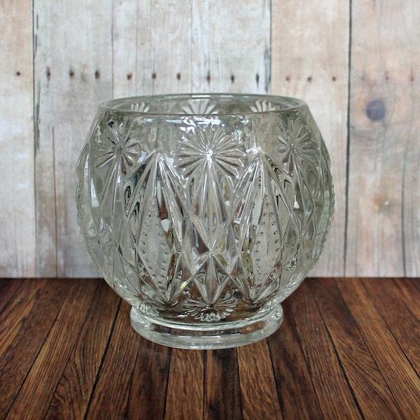 Vintage AVON Crystal Glow Clear Glass Candle Holder Pillar and Votive Candles Starburst Diamond Floral Flower Daisy Design