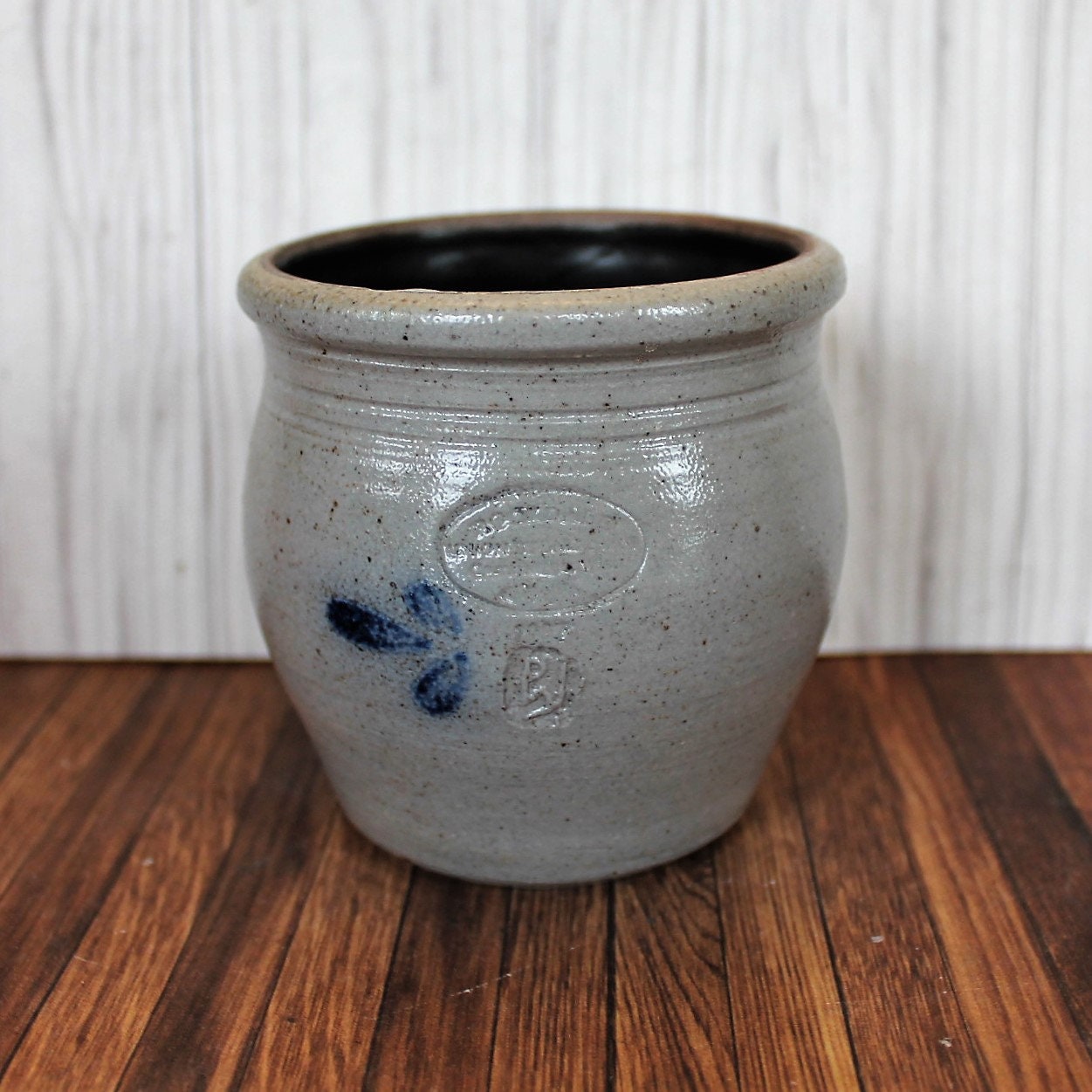 Vintage Rockdale Union Stoneware Pottery Crock Vase Planter Candle
