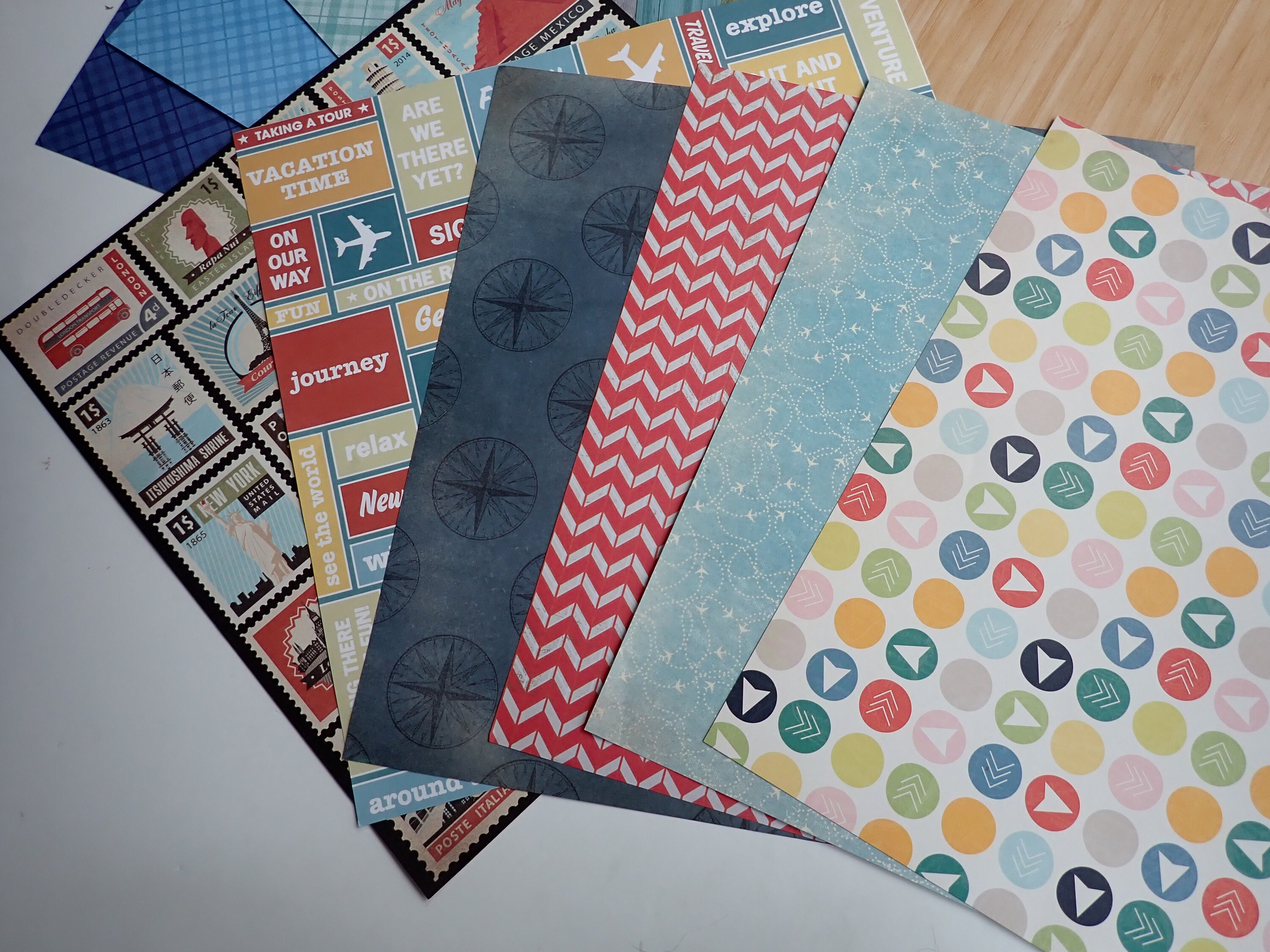 Scrapbook Travel Paper Kit 12x12 Paper Pack 20 Sheets Plus Frames