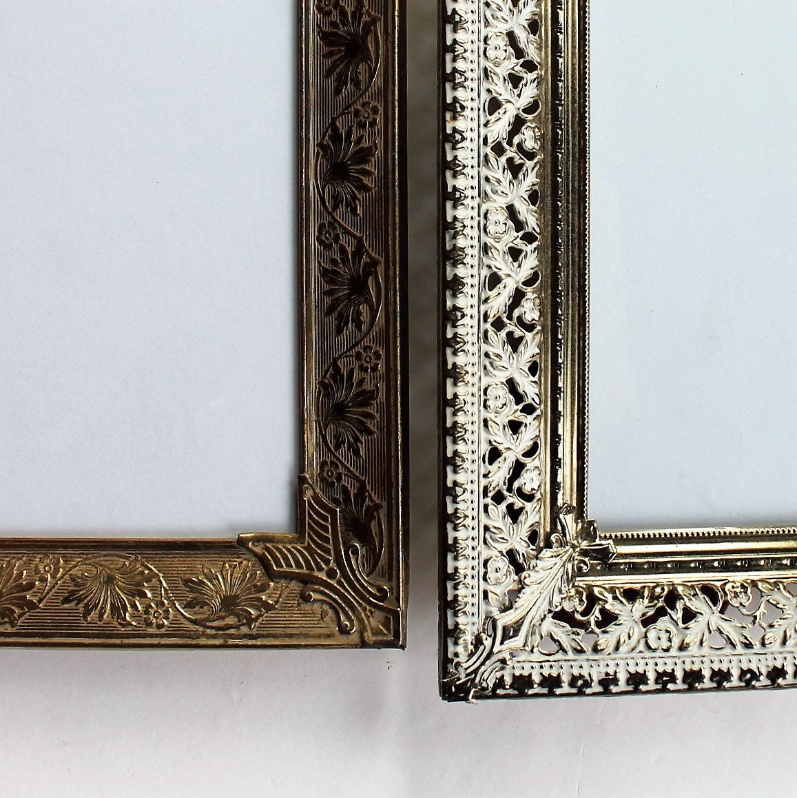 Vintage 5x7 Gold Metal Brass Colored Photo Picture Frame Set of 2