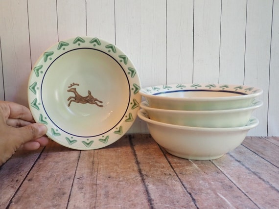Vintage Pfaltzgraff NORDIC CHRISTMAS Soup Cereal Bowl Set of 4 or Set of 6 Bowls Pine Tree Reindeer Christmas Folk Art