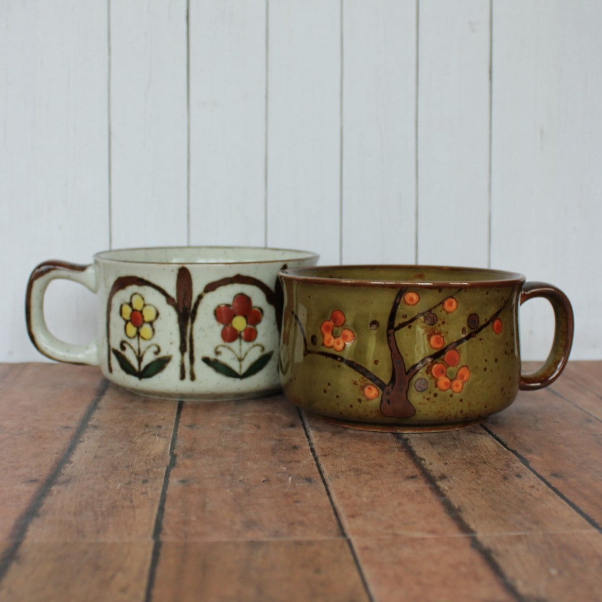 Vintage Stoneware Soup Bowl Mug With Handle Set Of 2 Gray And Green vintage-stoneware-soup-bowl-mug-with-handle-set-of-2-gray-and-green