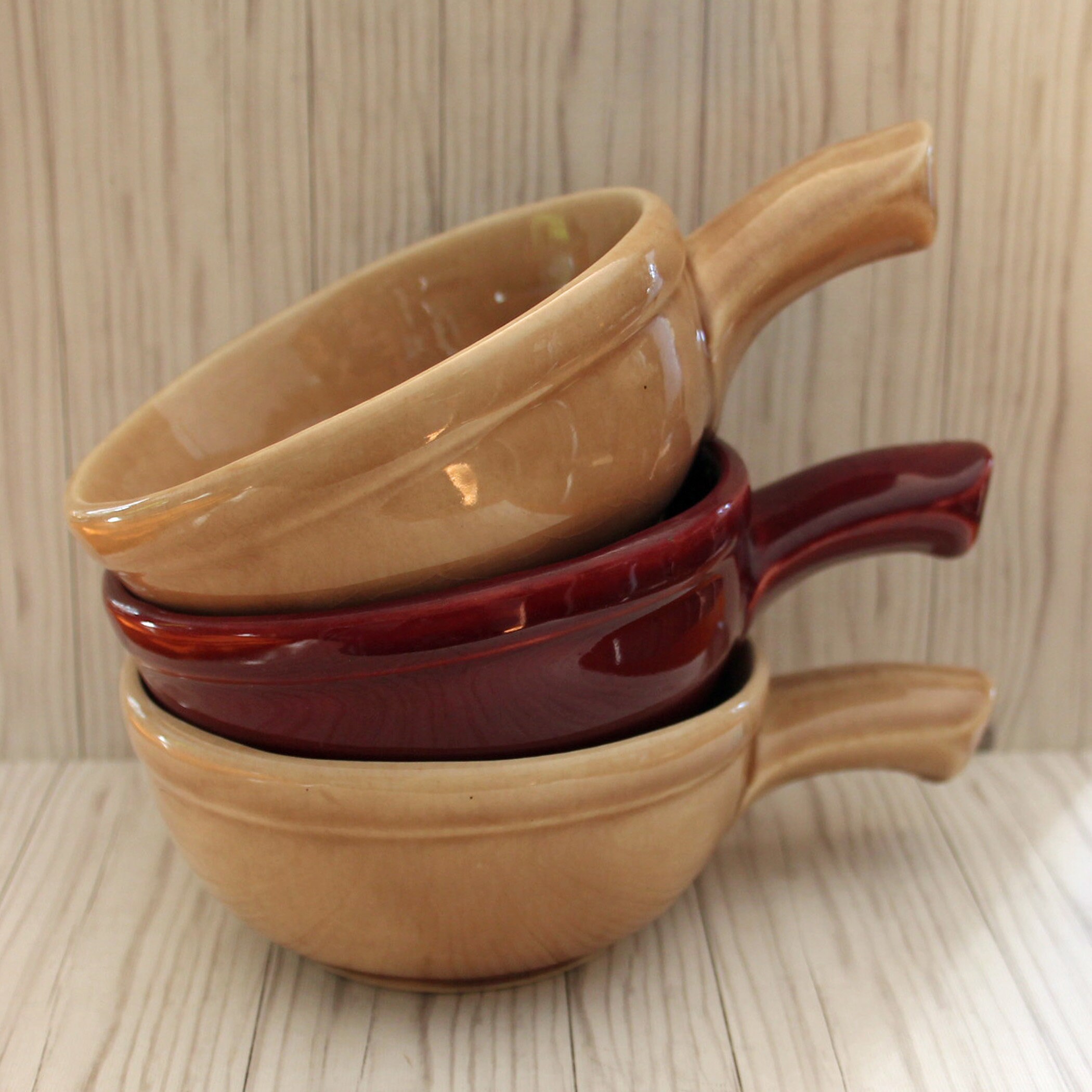 Vintage Set of 3 Heinz Soup Bowls with Handle by McCoy Pottery 1940s