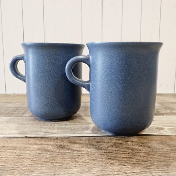 Vintage Dansk MESA SKY BLUE Mug Coffee Cup Set of 2 Stoneware Mugs Made in Portugal