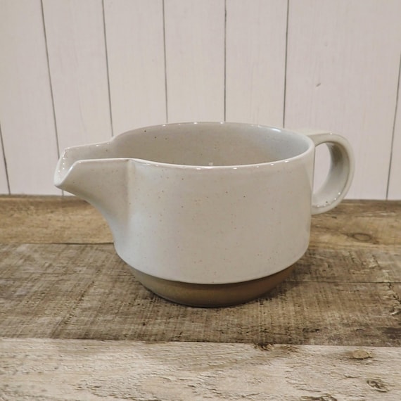 Vintage Midwinter NATURAL Stoneware Creamer White and Tan