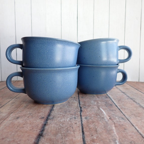 Vintage Dansk MESA SKY BLUE Flat Cups Set of 4 or Set of 8 Ceramic Stoneware Made in Japan