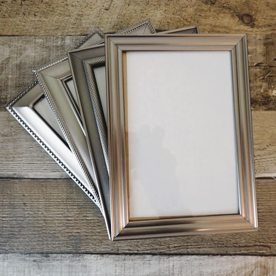 Vintage 4x6 Metal Silver Photo Picture Frame Set of 4 Matching Frames 4" x 6" Frames