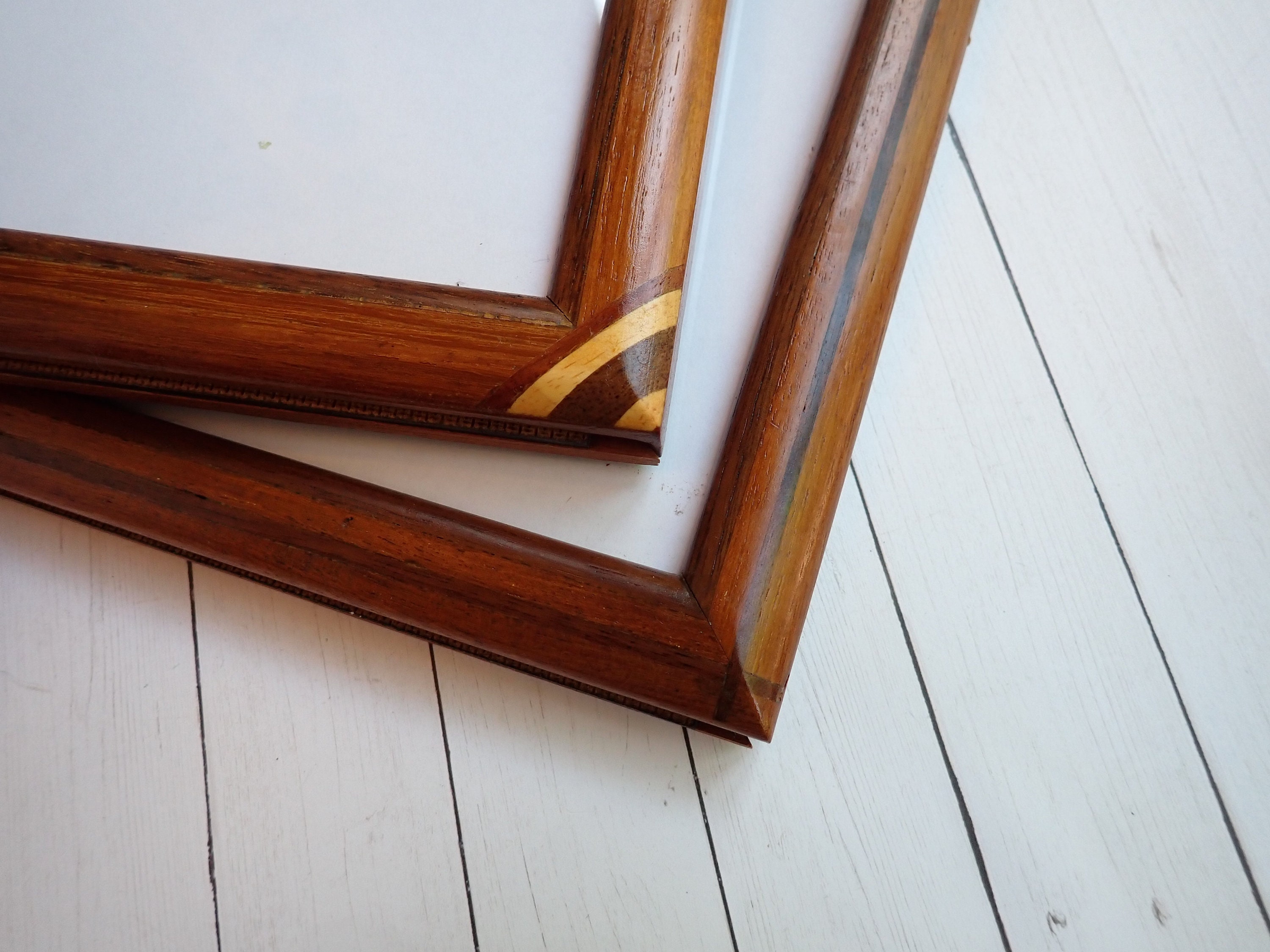 Vintage 8x10 Wood Photo Picture Frame with Wood Inlay Set of 2